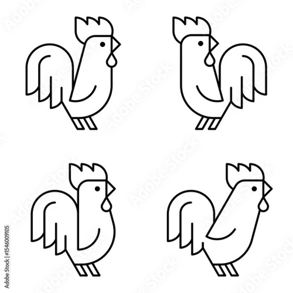 Obraz Set of Rooster logo. Icon design. Template elements

