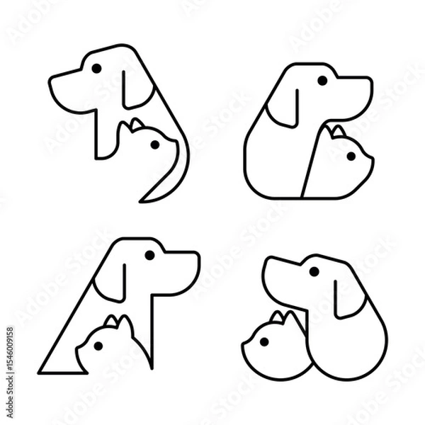 Obraz Set of Dog and cat logo. Icon design. Template elements
