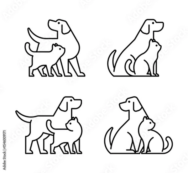 Obraz Set of Dog and cat logo. Icon design. Template elements

