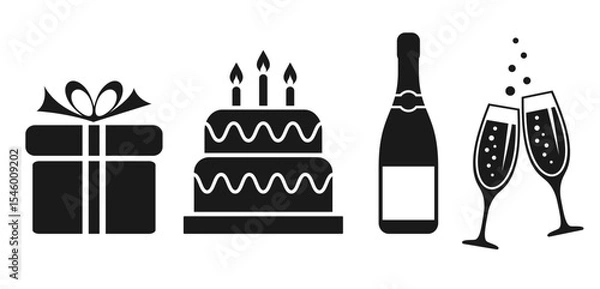 Obraz Holiday celebration vector icon set