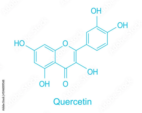 Obraz Quercetin chemical formula, molecular structure on white background