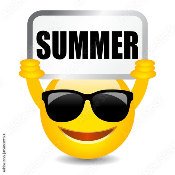 Obraz Emoji with Summer sign on white background