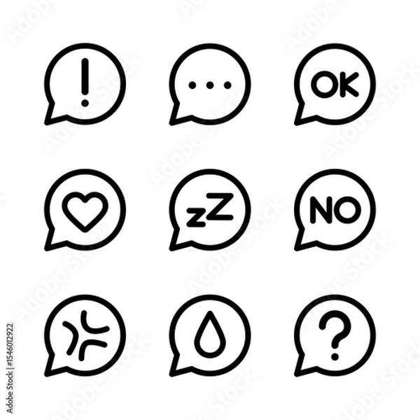 Obraz Simple chat bubble expression set line vector