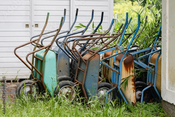 Fototapeta 並べられた一輪車