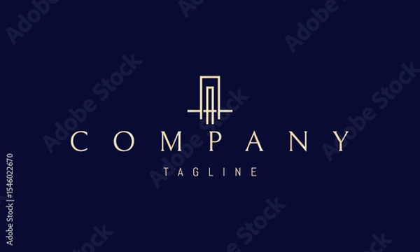 Fototapeta Vector golden logo with an abstract image of houses in perspective.
