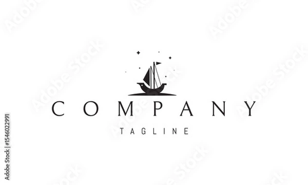 Fototapeta Vector logo with an abstract image of a sailing ship under the stars.
