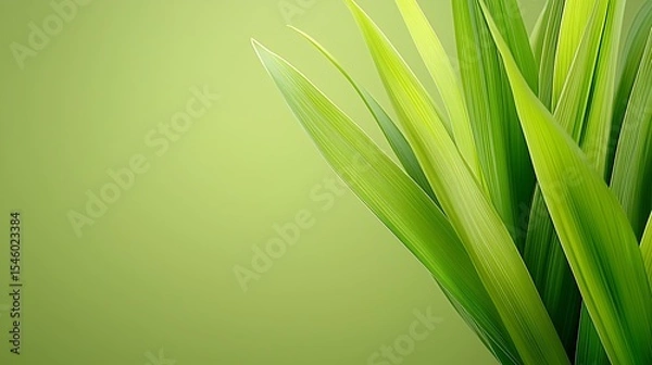 Obraz Vibrant green leaves against a light green background Close up view showcasing leaf texture and detail
