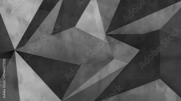 Fototapeta Sophisticated geometric pattern in shades of gray. Dynamic design with sharp angles and depth. Ideal for modern decor and artistic applications. Perfect for stylish backgrounds and visual impact.