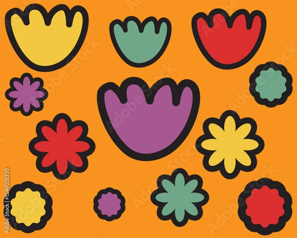 Obraz Abstract flowers pattern, pop art style colorful large flowers background