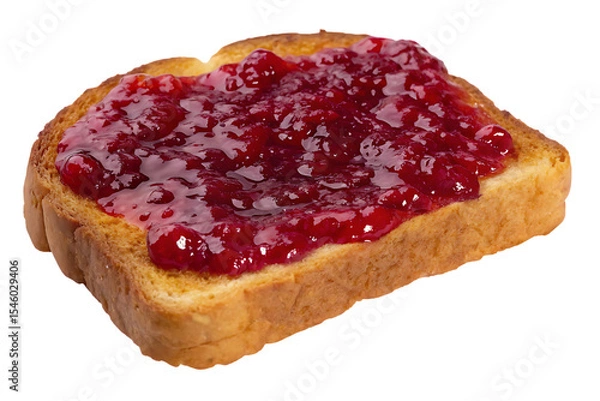 Fototapeta Delicious toasted bread with raspberry jam isolated on a white background.png