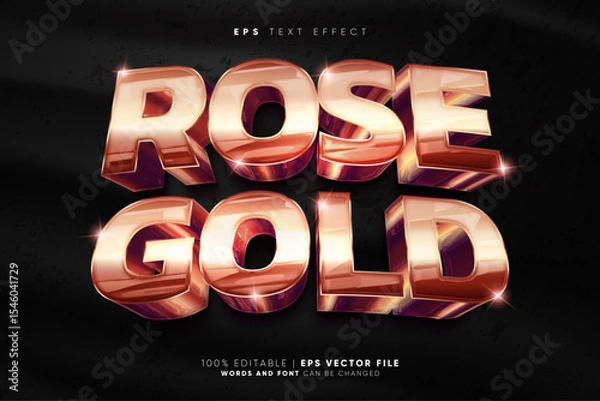 Fototapeta Rose Gold Glossy 3D Text Effect 210625