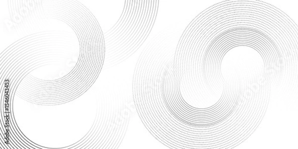 Obraz White abstract minimalist background with circle lines and dot pattern.