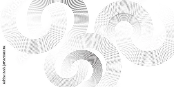 Fototapeta White abstract minimalist background with circle lines and dot pattern. modern