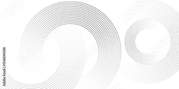 Obraz White abstract minimalist background with circle lines and dot pattern. modern
