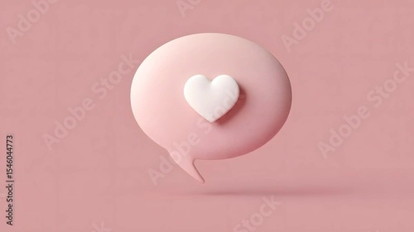 Fototapeta Elegant Soft Coloured Speech Bubble Featuring a Heart Symbol with Clean Copy Space and Pastel Hues Conveying a Gentle Message of Affection
