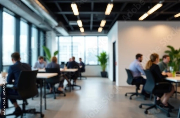 Obraz Office atmosphere in a coworking space, free space for text
