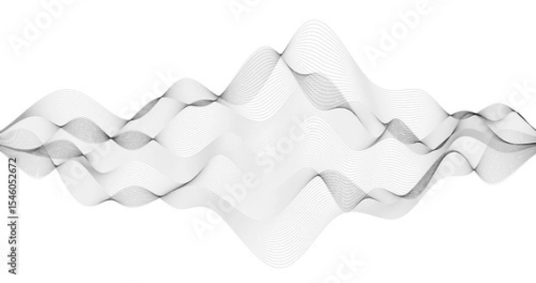 Fototapeta Abstract horizon wave of particles on an empty background Audio track grid 3d illustration design