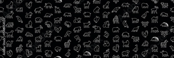 Obraz Seamless pattern with Animals logos collection. Geometrical abstract logos. Icon design