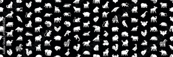 Obraz Seamless pattern with Animals logos collection. Geometrical abstract logos. Icon design