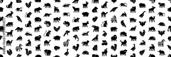 Obraz Seamless pattern with Animals logos collection. Geometrical abstract logos. Icon design