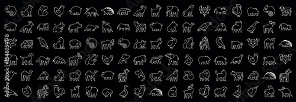 Obraz Animals logos collection. Animal logo set. Geometrical abstract logos. Icon design