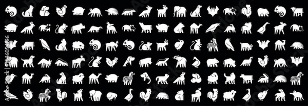 Obraz Animals logos collection. Animal logo set. Geometrical abstract logos. Icon design