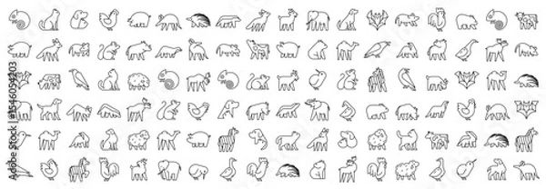 Obraz Animals logos collection. Animal logo set. Geometrical abstract logos. Icon design