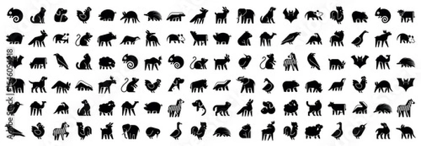 Obraz Animals logos collection. Animal logo set. Geometrical abstract logos. Icon design