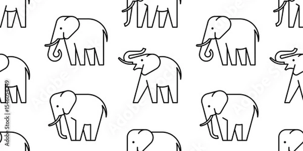 Obraz Seamless pattern with Elephant logo. isolated on white background
