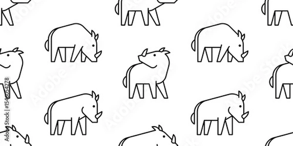 Obraz Seamless pattern with Warthog logo. isolated on white background
