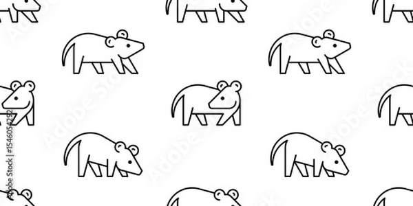 Obraz Seamless pattern with Opossum logo. isolated on white background
