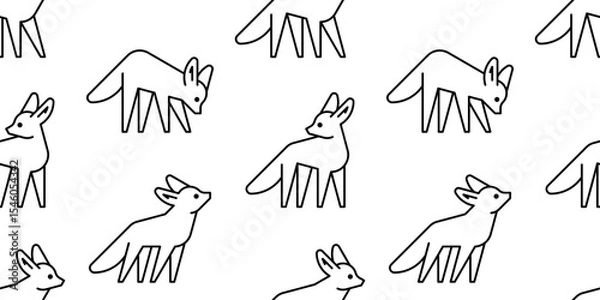 Obraz Seamless pattern with Fennec Fox logo. isolated on white background
