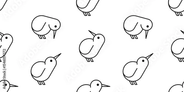 Obraz Seamless pattern with Kiwi bird logo. isolated on white background
