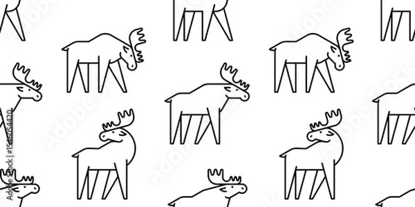 Obraz Seamless pattern with Moose logo. isolated on white background

