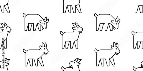 Obraz Seamless pattern with Goat logo. isolated on white background

