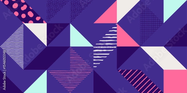 Fototapeta Purple artistic background with triangles and textures