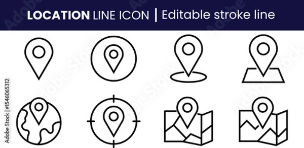 Fototapeta Location Pin Icons Editable Line Art for Maps & GPS