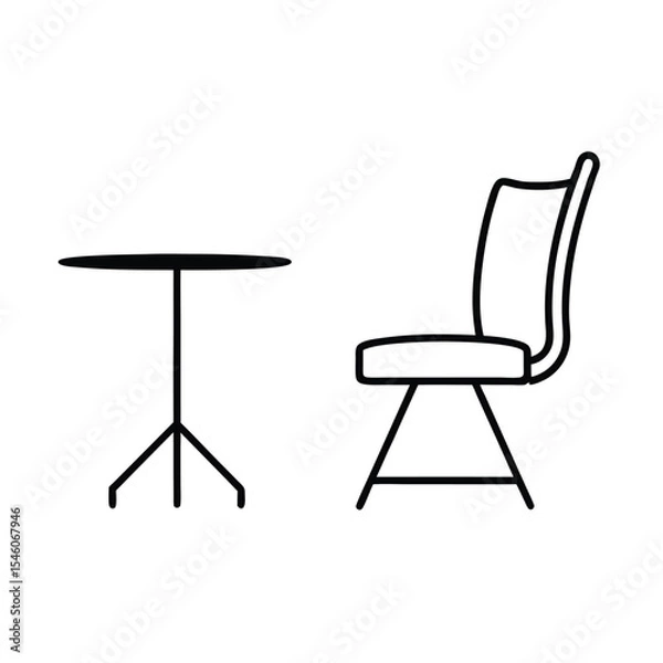 Fototapeta Office chair turned beside collaborative table space Vector illustration