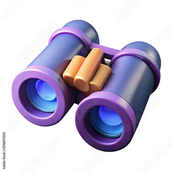 Fototapeta 3D Cartoon Binoculars with Purple and Orange Design, Representing Observation and Exploration