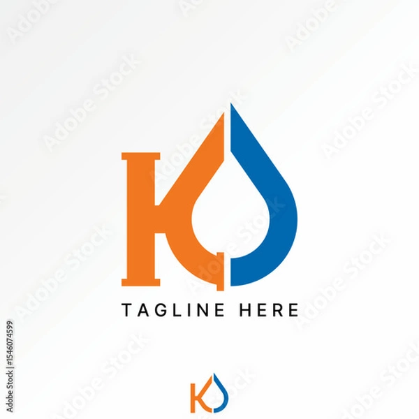 Fototapeta Logo design graphic concept creative premium vector stock image top sell initial K O font water drop pipe plumbing monogram service home repair drain