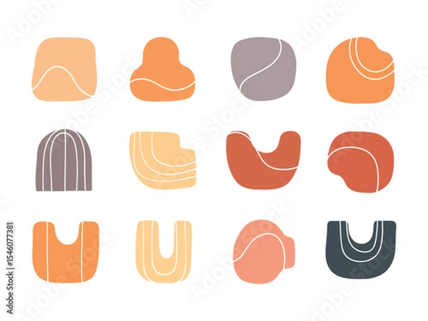 Fototapeta Minimalist Handdrawn Shape Set of Irregular Abstract Organic Blob Element