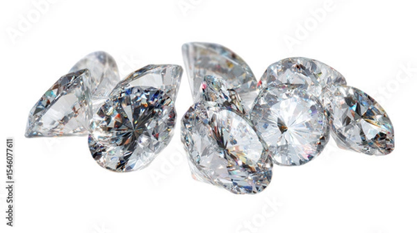 Fototapeta Pile of sparkling diamonds isolated on transparent background