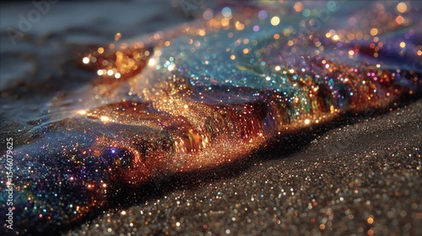 Fototapeta Abstract Colourful Glitter Shining Sand Texture Gems Background Illustration Bokeh