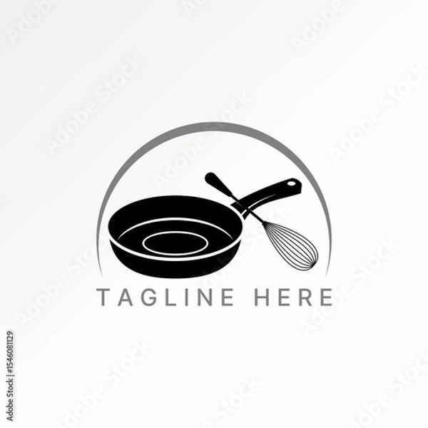 Fototapeta Logo design graphic concept creative premium vector stock image top sell cooking pan and egg beater chef cooking cafe menu shaker food cake bakery tea