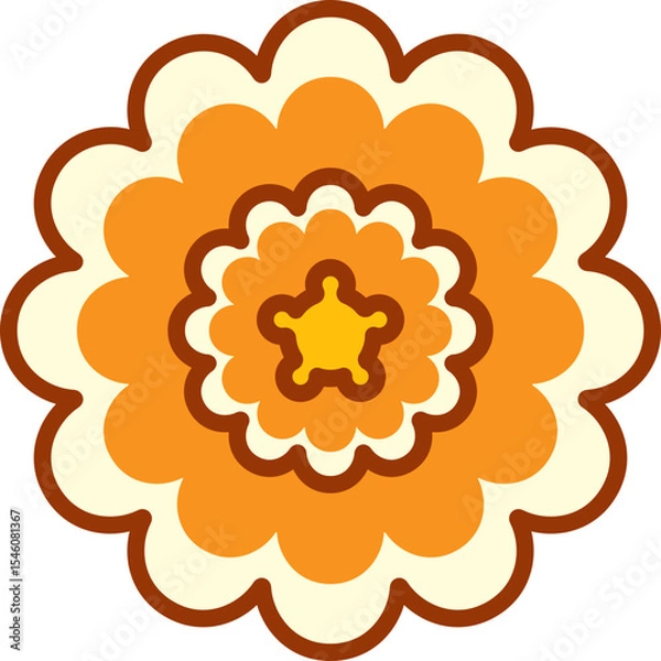 Obraz Orange flower vector illustration on transparent background.