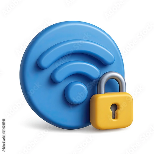 Fototapeta Secured Wireless Network Symbol 3D Render