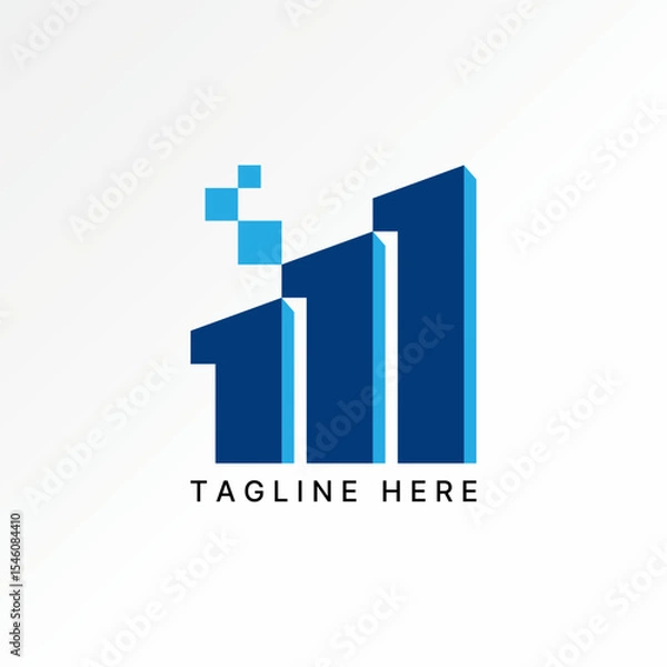 Fototapeta Logo design graphic concept creative premium vector stock image top sell initial 111 M font bar chart graph square tech symbol monogram business trade