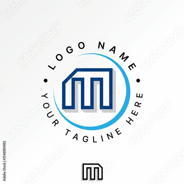 Fototapeta Logo design graphic concept creative premium vector stock image top sell initial M font line shadow circle swoosh to monogram consulting firm app tech