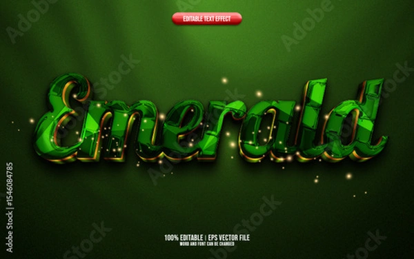Fototapeta Emerald 3D editable text effect