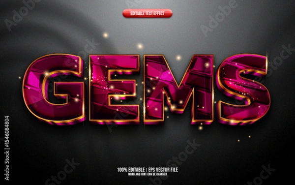 Fototapeta Gems 3D editable text effect